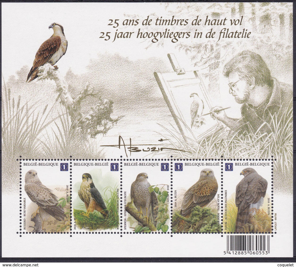 BE 2010 -  BL 182 XX  Ou N° 4030/34 XX Timbres Extrait Du Bloc - 1985-.. Oiseaux (Buzin)