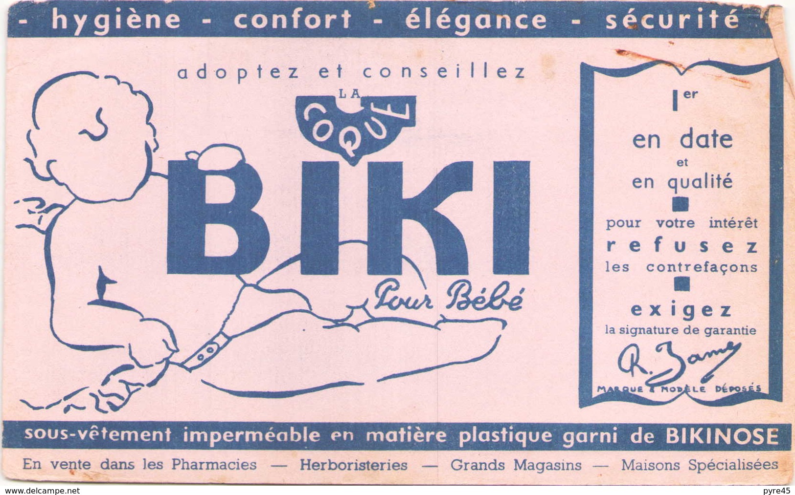 Buvard  " Biki " Pour Bébé ( Pliures, Rousseurs Déchirures ) 21 X 13.5 Cm - Enfants