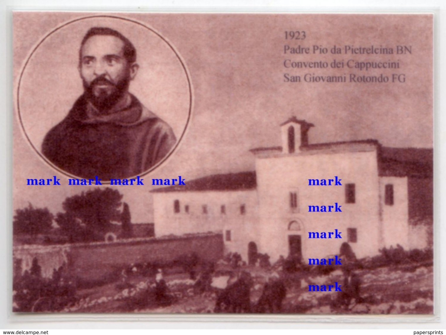 ACEO Santino Plastificato PADRE PIO DA PIETRELCINA 1923, Convento Dei Cappuccini, San Giovanni Rotondo FG - Religione & Esoterismo