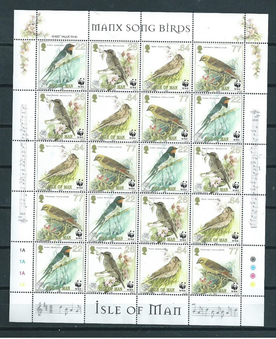 2000 Isle Of Man Complete M/Sheet Birds,oiseaux,WWF,vogels,vögel MNH/Postfris/Neuf Sans Charniere - Collections, Lots & Series