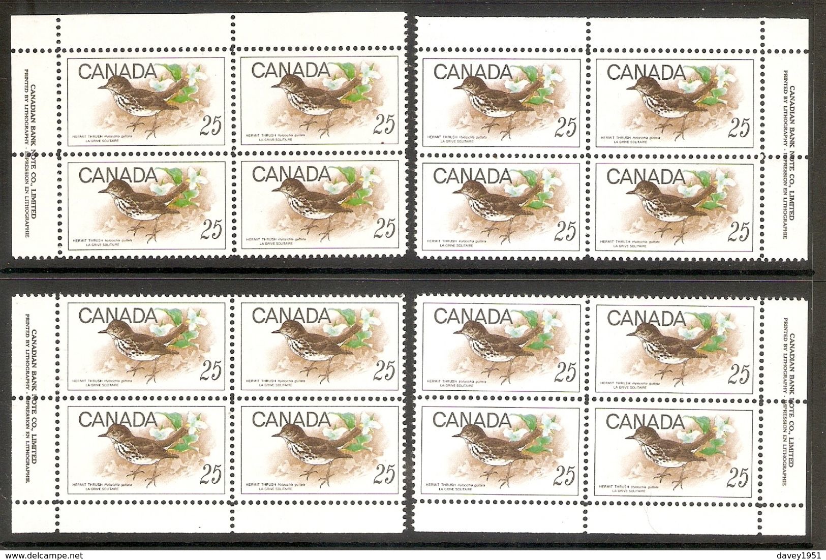 001486 Canada 1969 Birds Set Of Plate Blocks MNH ( 3 Scans) - Plate Number & Inscriptions