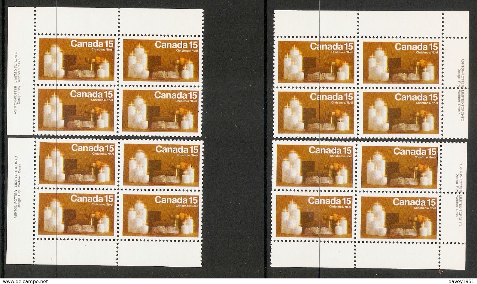 001496 Canada 1972 Christmas Set Of Plate Blocks MNH (4 Scans) - Plate Number & Inscriptions