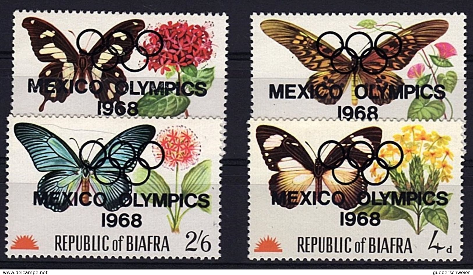 BD 27 - REPUBLIQUE DU BIAFRA Série Papillons Surchargée Jeux Olympiques 1968 - Nigeria (1961-...)