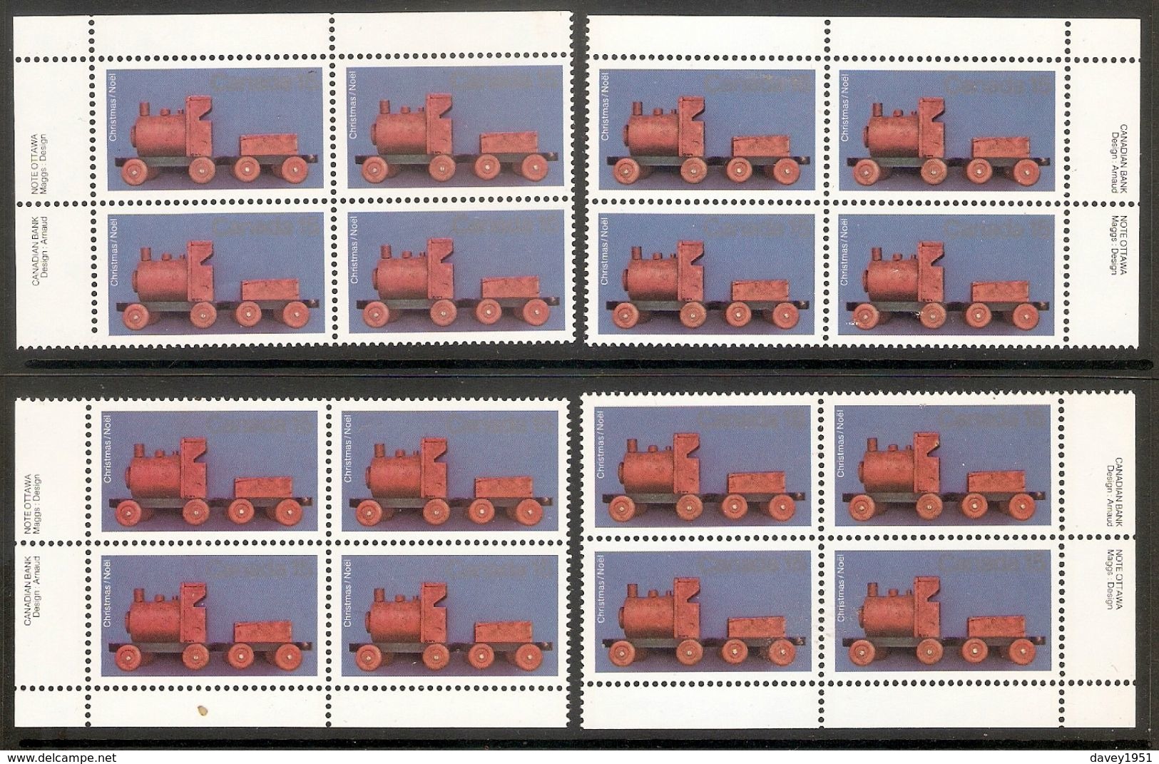 001520 Canada 1979 Christmas Set Of Plate Blocks MNH (3 Scans) - Plate Number & Inscriptions
