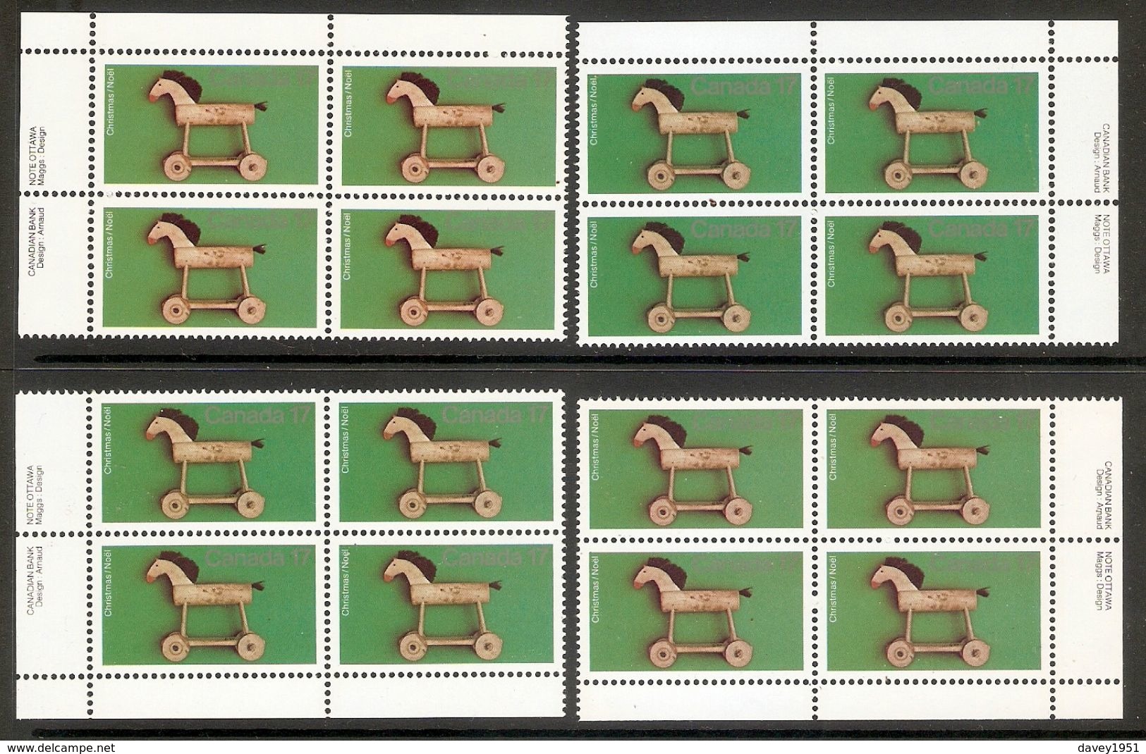 001520 Canada 1979 Christmas Set Of Plate Blocks MNH (3 Scans) - Plate Number & Inscriptions