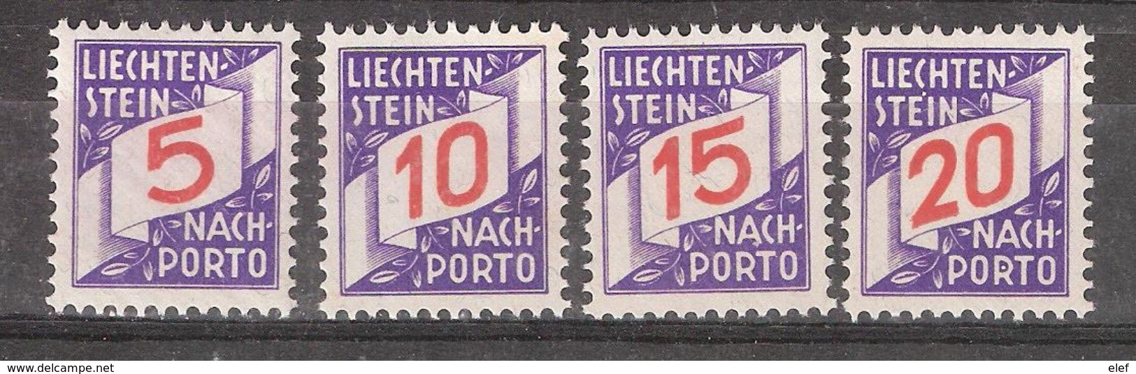 LIECHTENSTEIN  1928, Nach Porto / Taxe / Postage Due, 4 Timbres , Yvert N° 13 / 16, Neufs ** / MNH,TTB - Postage Due