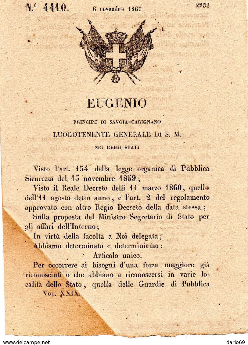 1860  DECRETO . - Decreti & Leggi