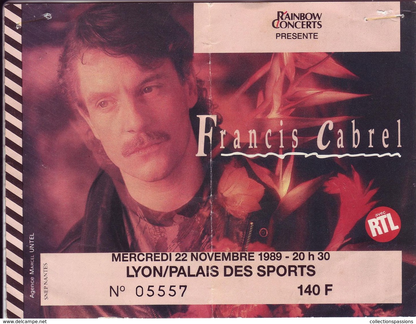 - Ticket De Concert - Francis Cabrel - Lyon - Palais Des Sports 1989 - - Konzertkarten