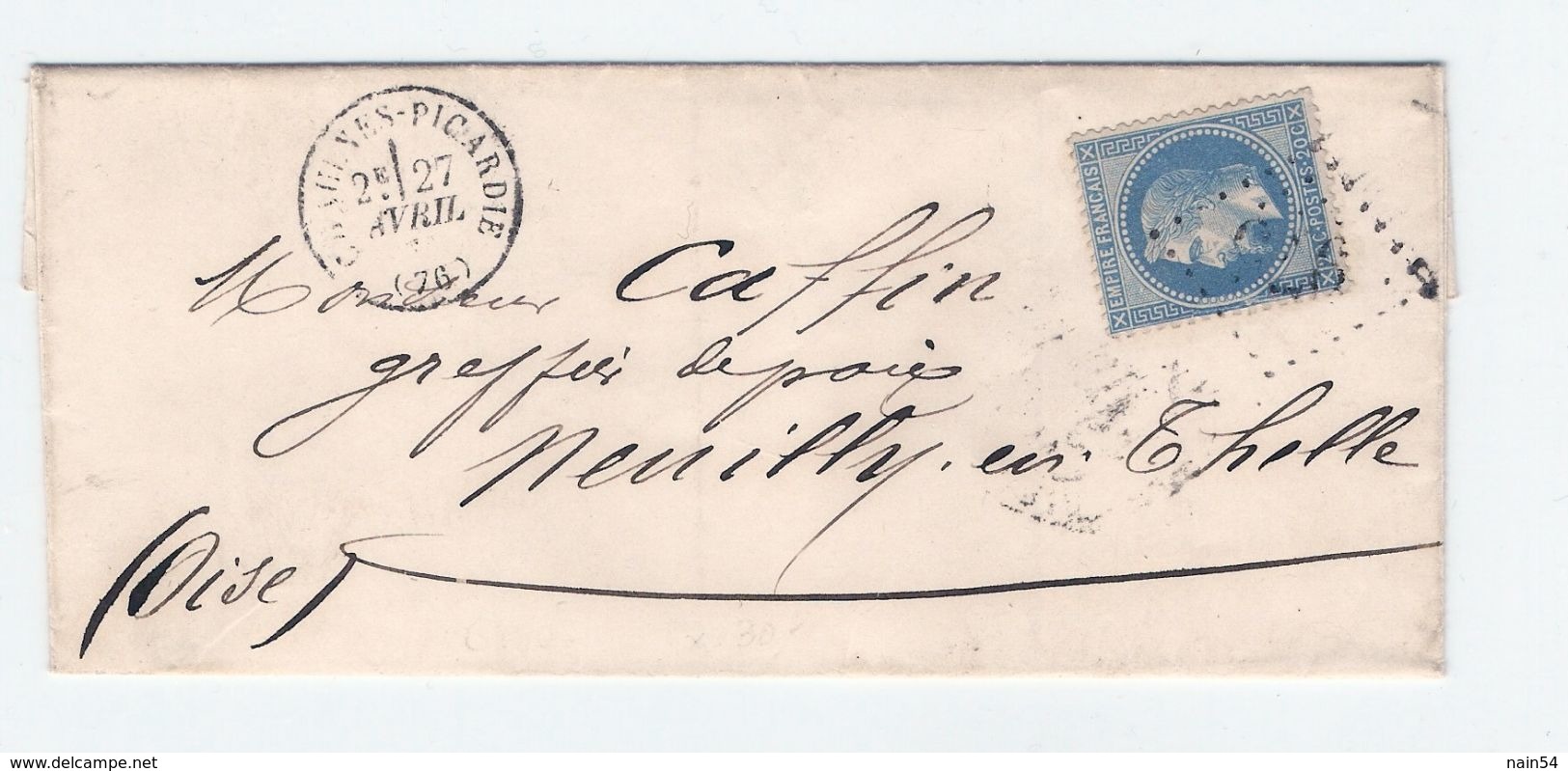 Lettre De CHAULNES -PICARDIE GC 975 Variété N°29B Réparé - 1849-1876: Période Classique