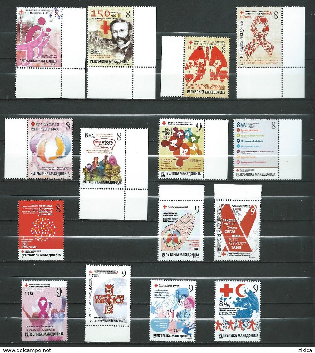 MACEDONIA 2013/2014/2015/2016/2017 FULL SERIAL - 15 Stamps - RED CROSS. MNH - Noord-Macedonië