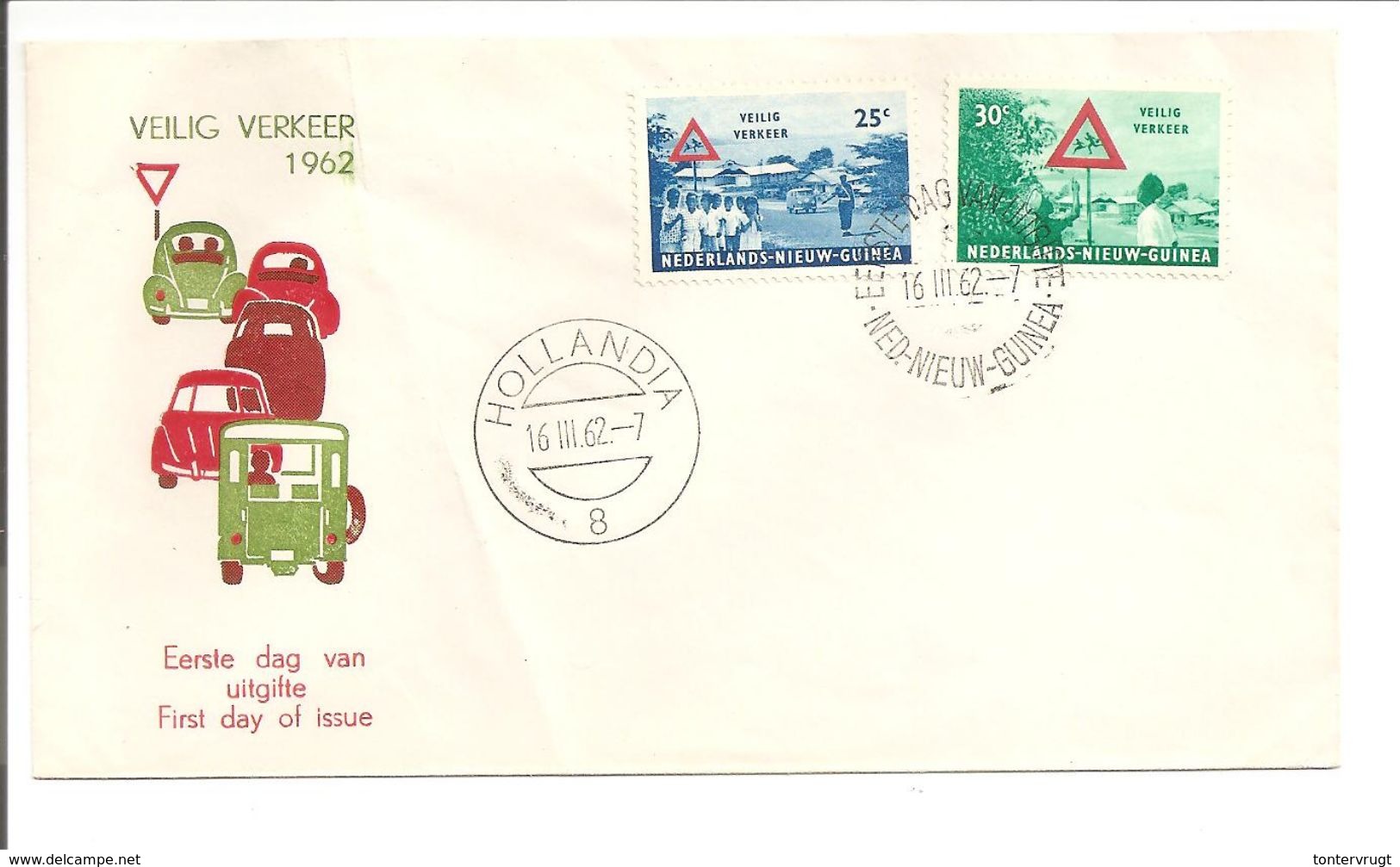 Veilig Verkeer 1962. F.D.C. Lichte Vouw - Niederländisch-Neuguinea
