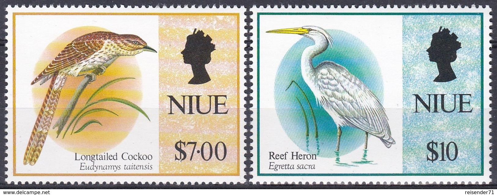 Niue 1993 Tiere Fauna Animals Vögel Birds Oiseaux Pajaro Uccelli Reiher Herons Egrets Koel, Mi. 832-3 ** - Niue