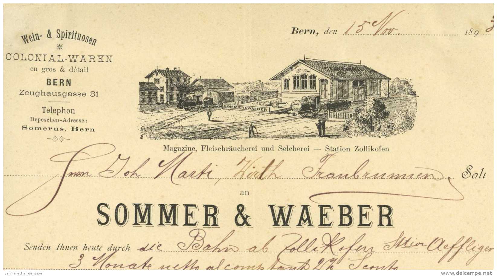 Sommer &amp; Waeber BERN 1893 Wein &amp; Spirituosen Bahnhof Zollikofen - Switzerland