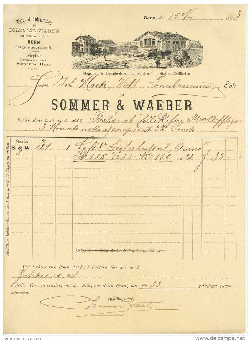 Sommer &amp; Waeber BERN 1893 Wein &amp; Spirituosen Bahnhof Zollikofen - Switzerland