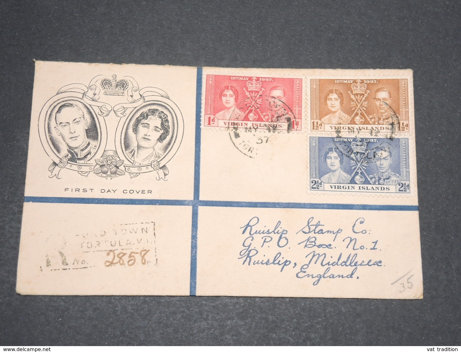 ILES VIERGES BRITANNIQUES  - Enveloppe FDC En Recommandé En 1937 Pour La Grande Bretagne - L 14107 - British Virgin Islands