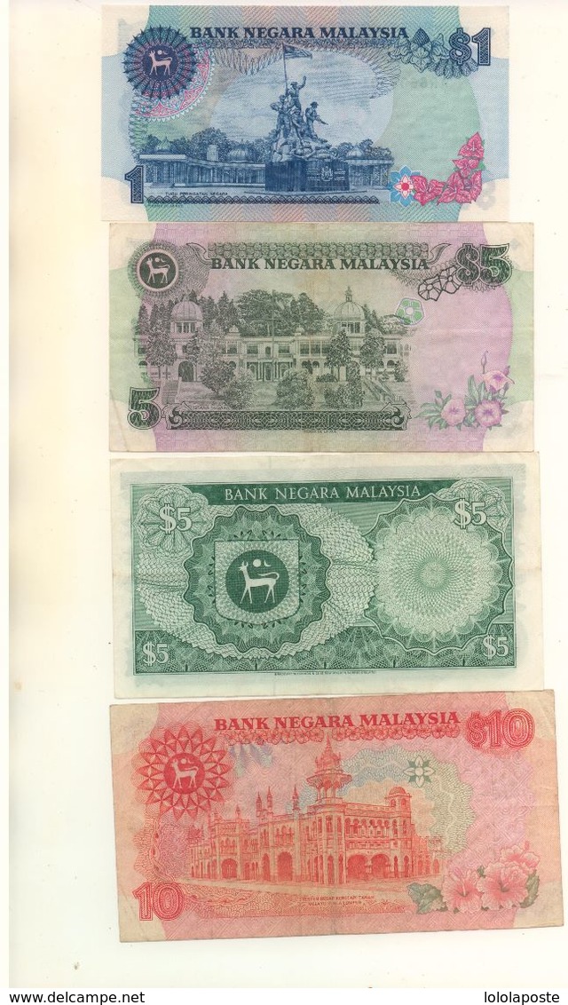 MALAISIE - 4 Billets Différents - 1, 5(2) Et 10 Ringgit - Malaysie