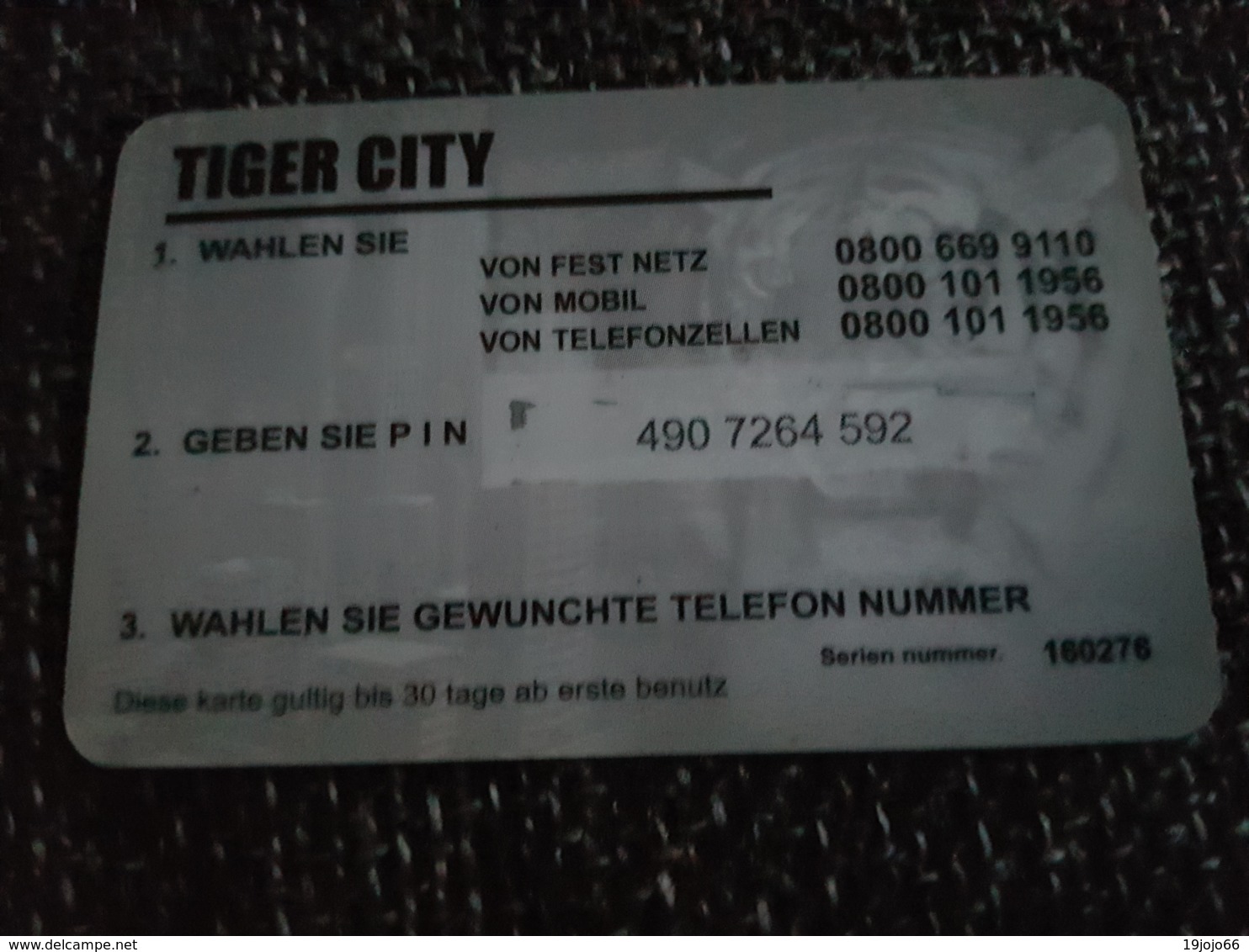 Tiger City - 5 Euro - Tiger  -   Used Condition - [2] Prepaid