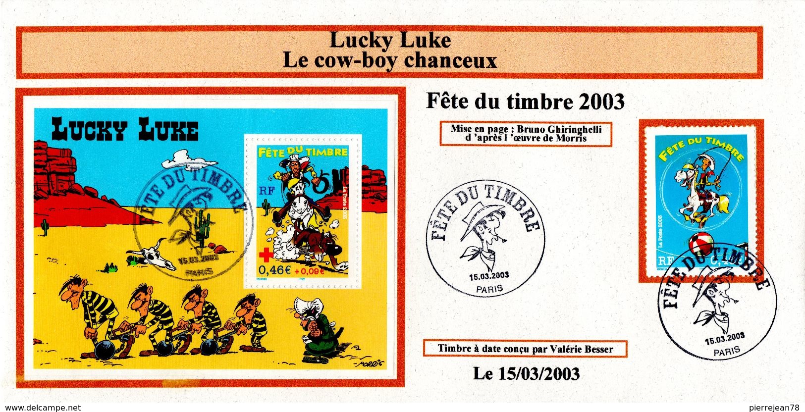 LUCKY LUKE FDC ORIGINAL TIMBRE ET FEUILLET - 2000-2009