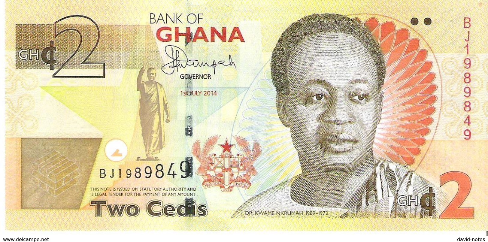 Ghana - Pick 37A - 2 Cedis 2014 - Unc - Ghana