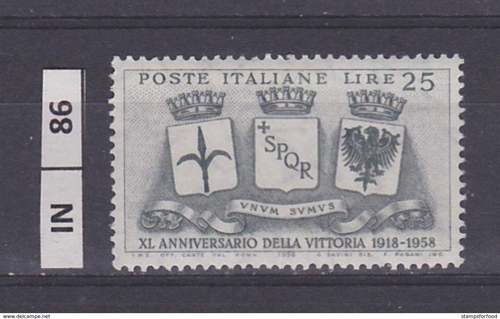 ITALIA REPUBBLICA ,  1958	Prima Guerra Mondiale, L. 25, Nuovo - 1946-60: Mint/hinged