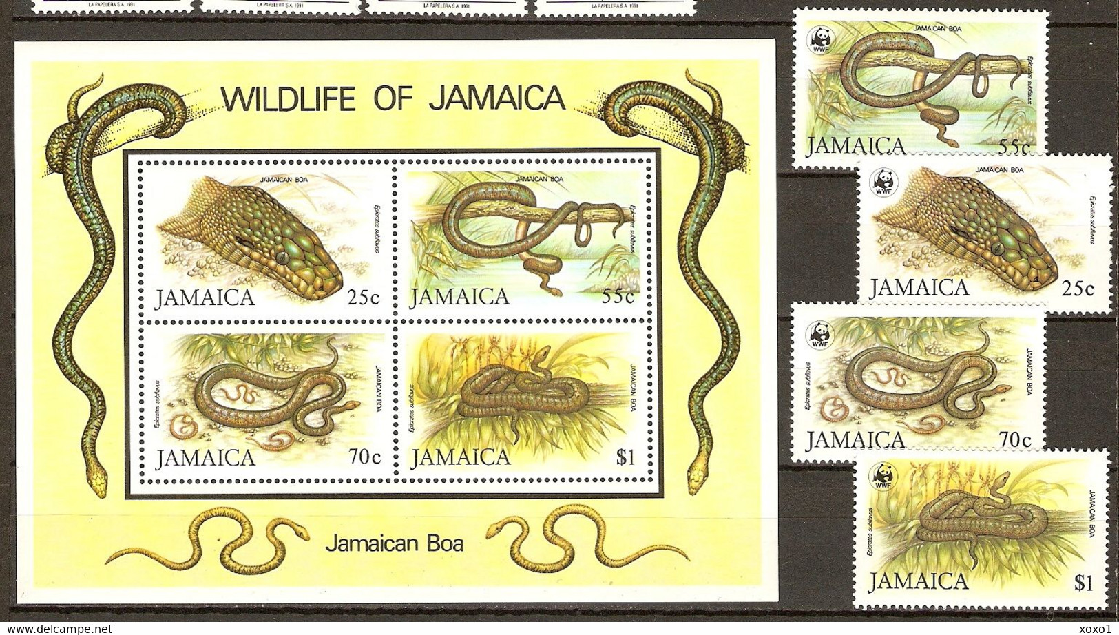 Jamaica 1984 MiNr. 591 - 594 (Block 24) Jamaika WWF REPTILES Jamaican Boa 4v + S\sh  MNH** 90,00 € - Unused Stamps