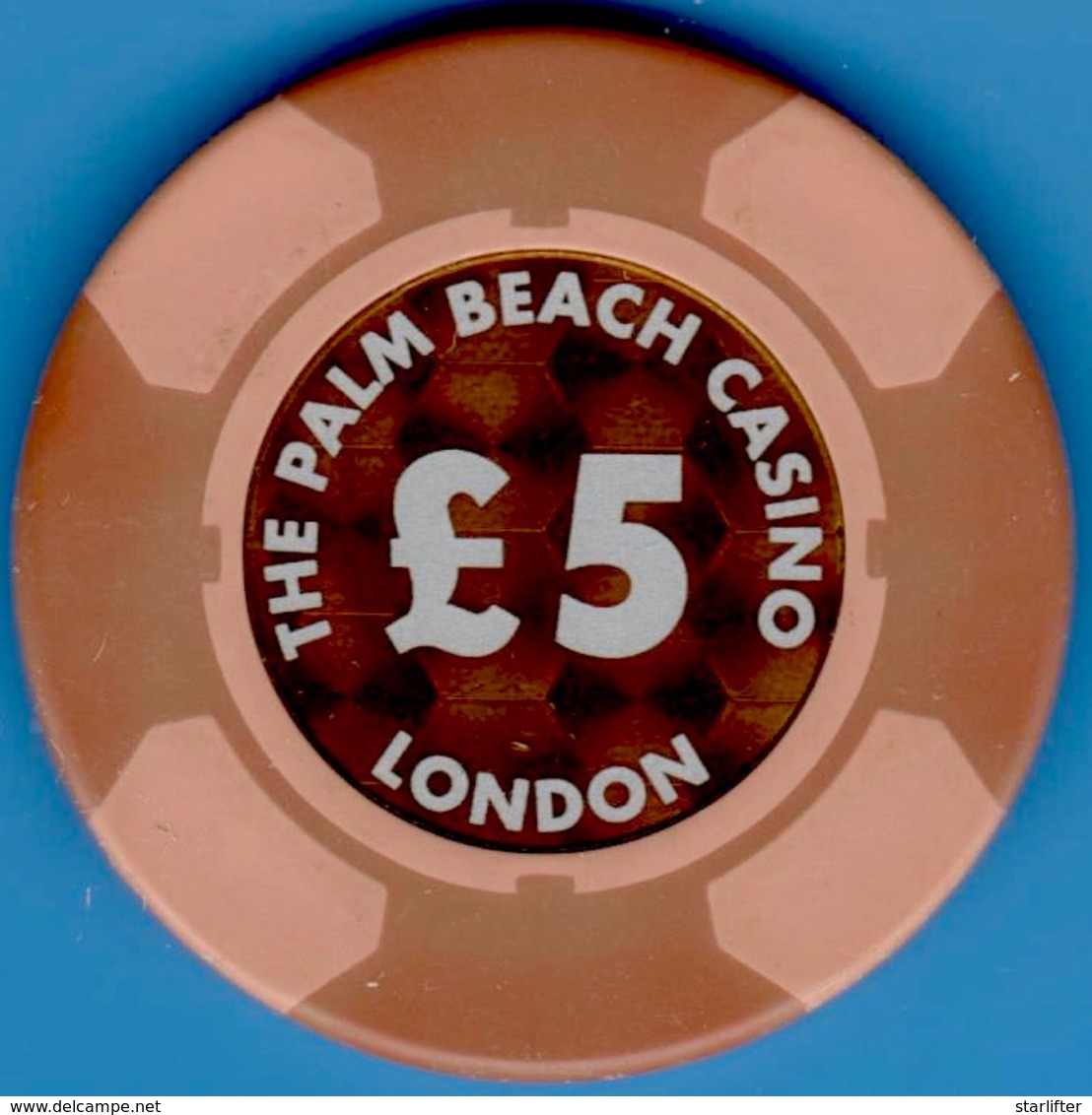 £5 Casino Chip. Palm Beach, London, U.K. (Red Color)L19. - Casino