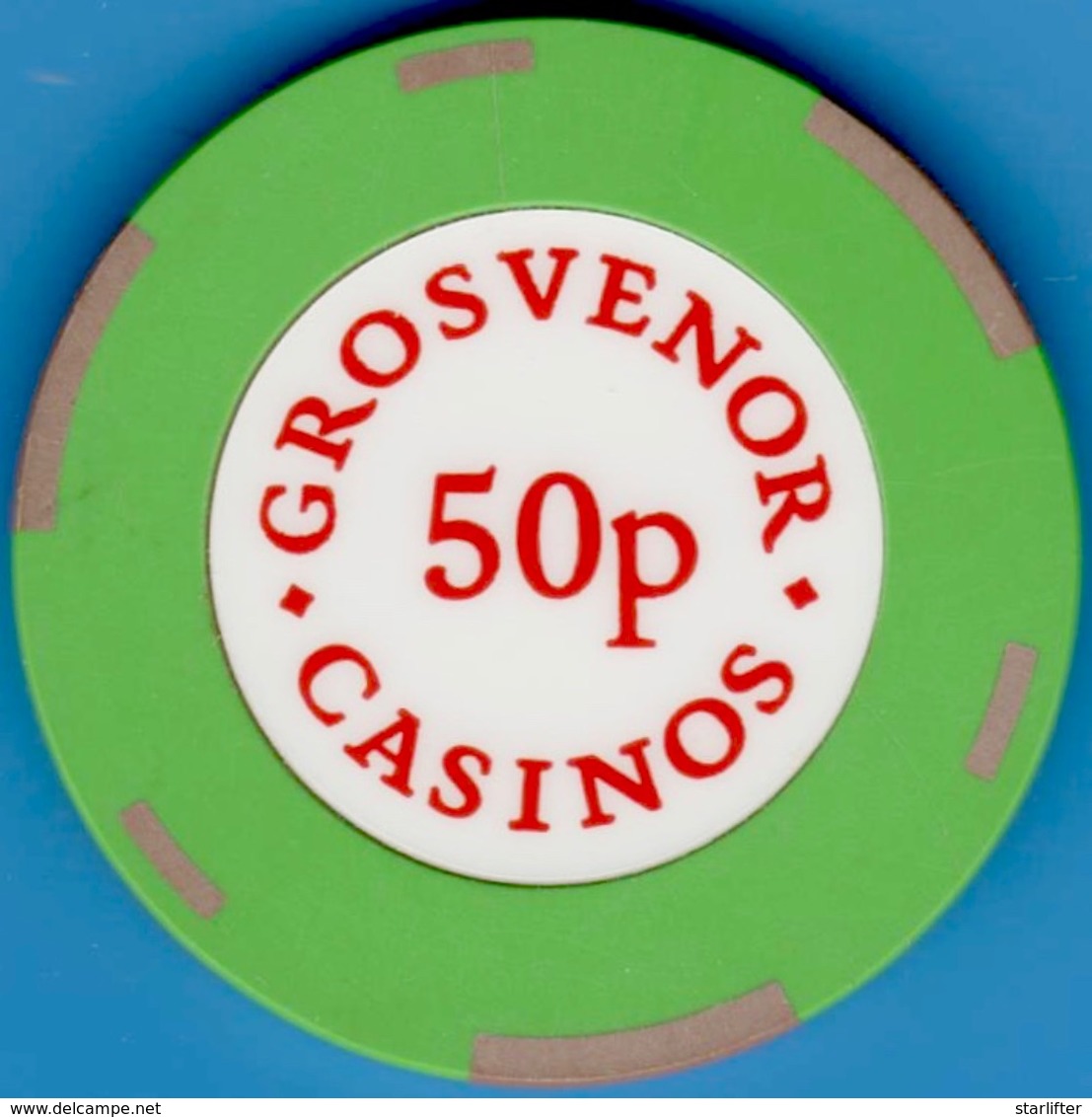 50p Casino Chip. Grosvenor, Multiple Locations, U.K. L19. - Casino