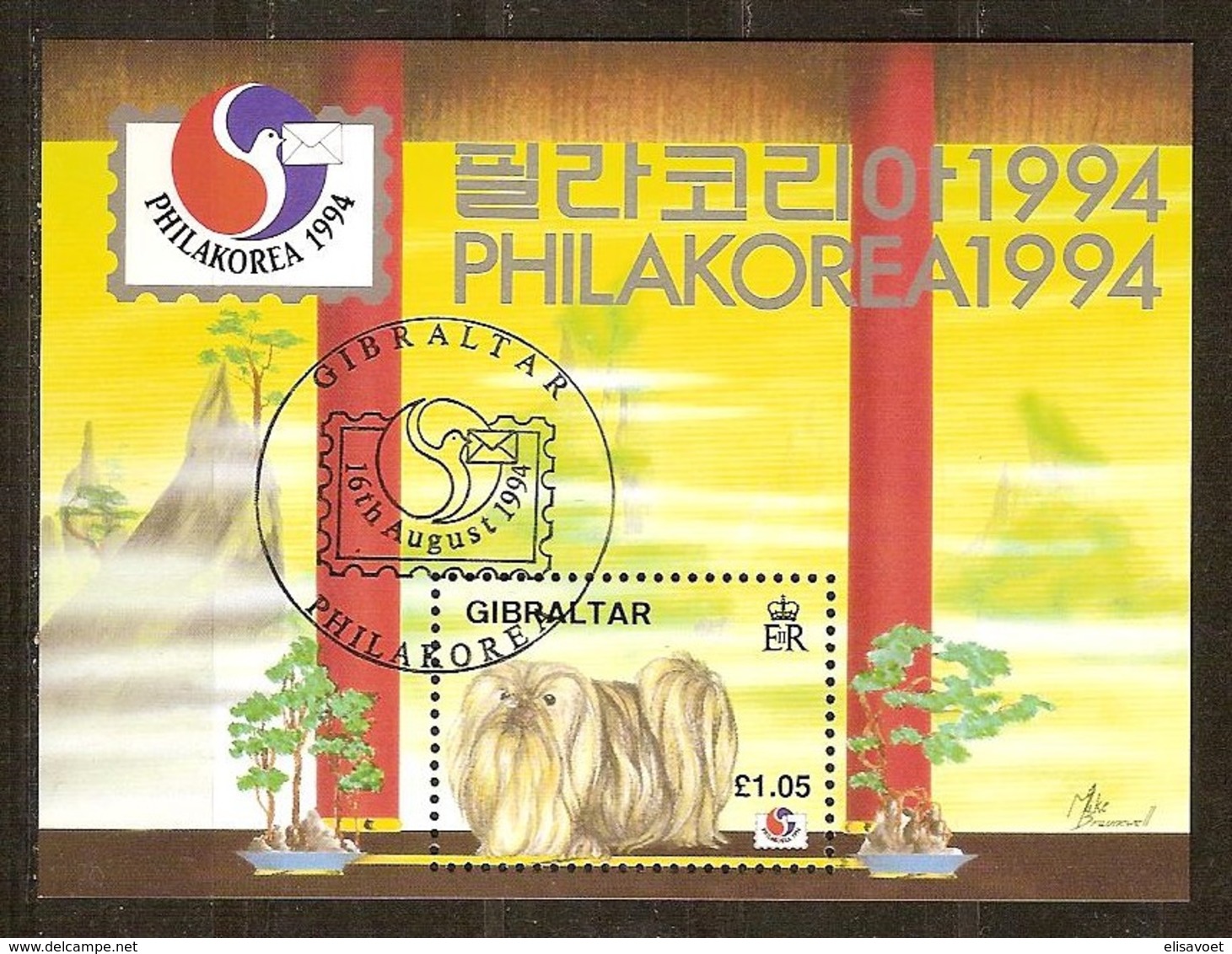 Gibraltar 1994 Yvertn° Bloc 19 (o) Oblitéré Used  Cote 6,50 Euro Philkorea Faune Chien Hond Dog - Gibraltar