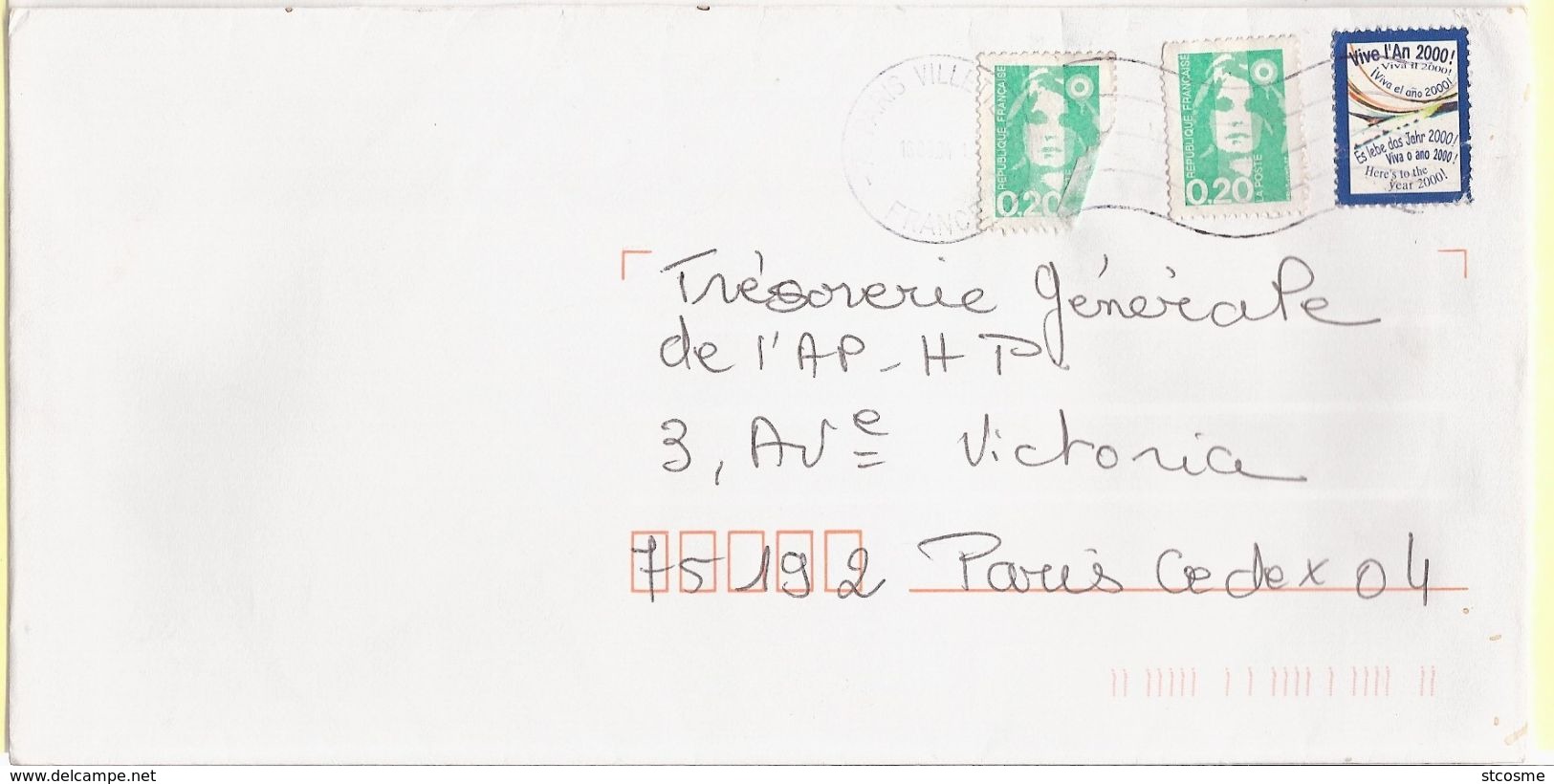 H439 Vignette Vive L'an 2000 Sur Lettre Circulée En 2004 - Briefe U. Dokumente