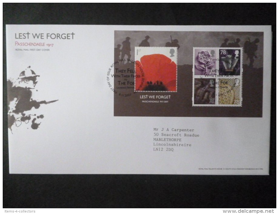 GREAT BRITAIN [GB] SG 2796MS LEST WE FORGET FDC EDINBURGH - Unclassified