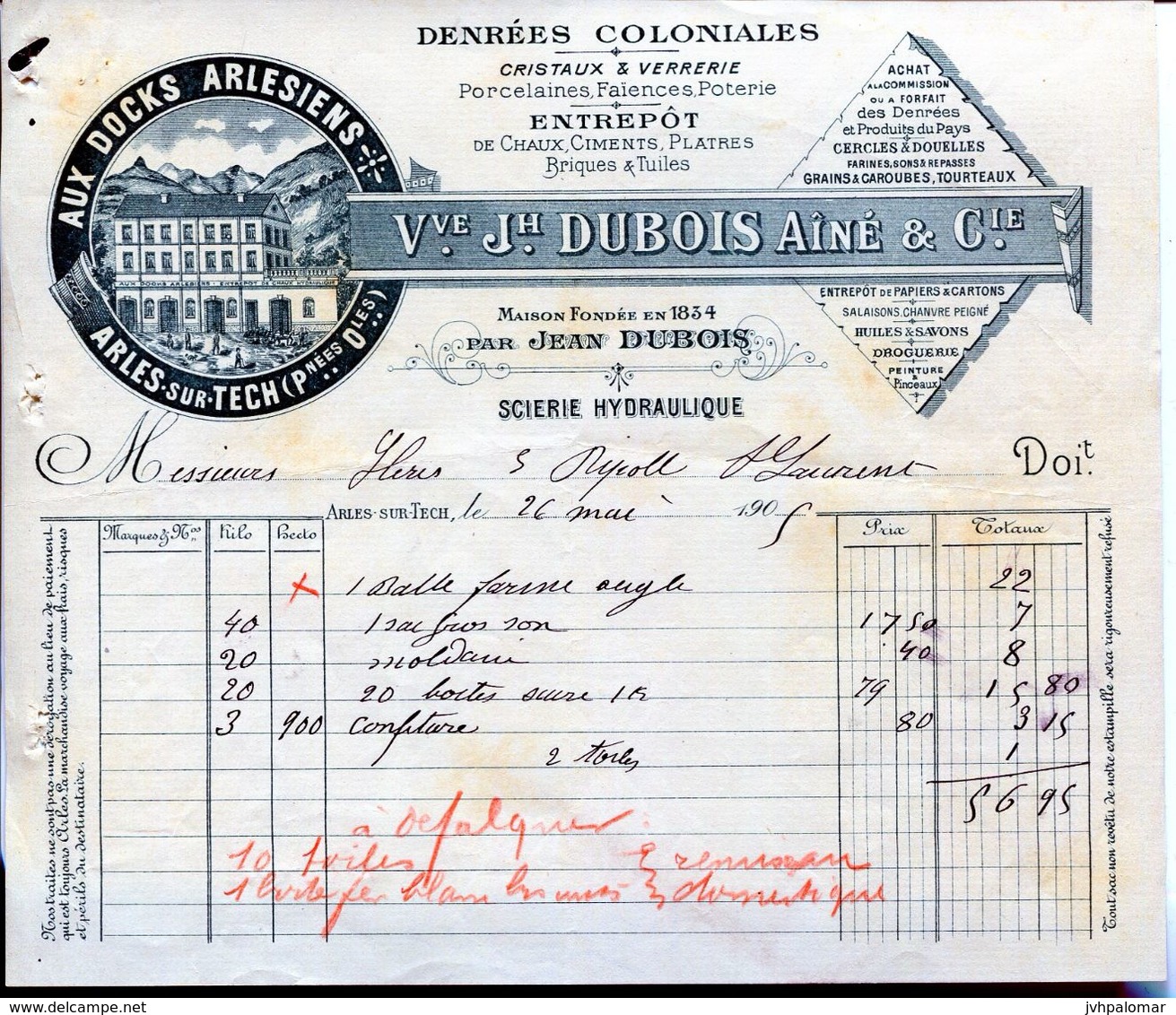 VVE.JH. DUBOIS AINE & CIE.- DENRÉES COLONIALES- 1905- ARLES-SUR-TECH- - Otros & Sin Clasificación