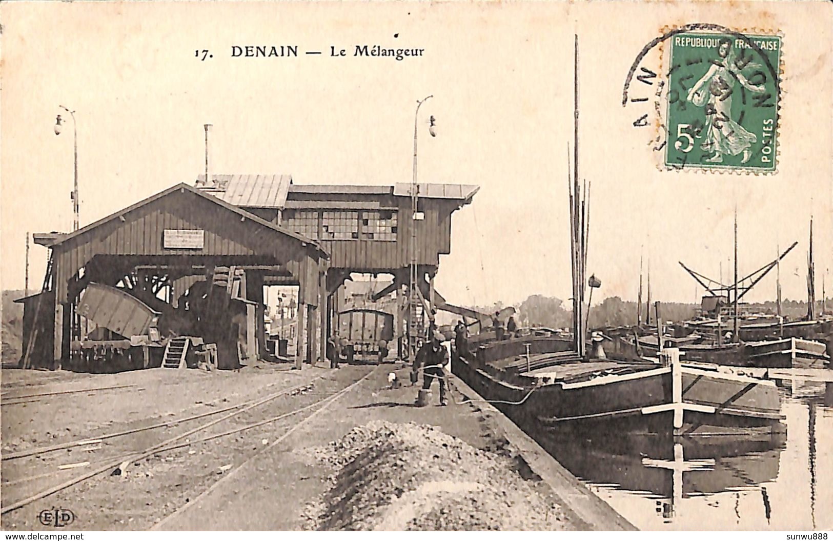 Denain - Le Mélangeur (animée, ELD 1912 Batellerie) - Chiatte, Barconi