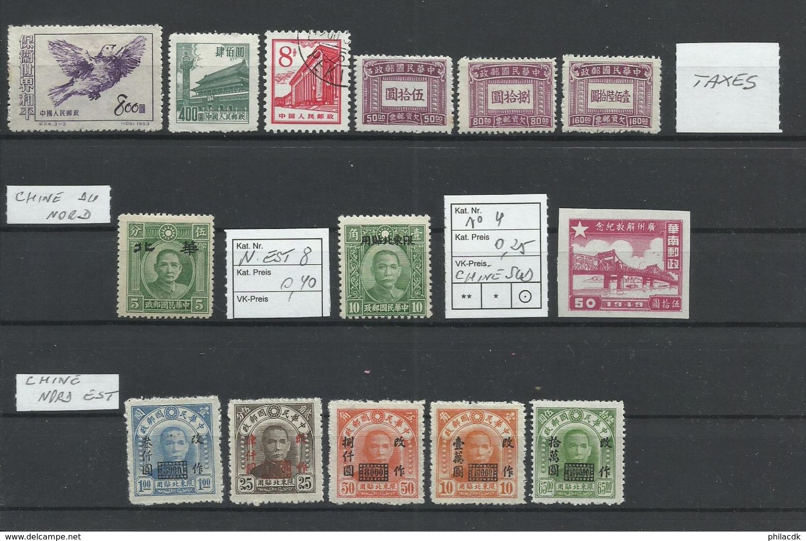 CHINE - 16 SCANNS - BELLE COLLECTION DE 161 TIMBRES NEUFS* AVEC CHARNIERE/NEUFS SANS GOMME/OBLITERES