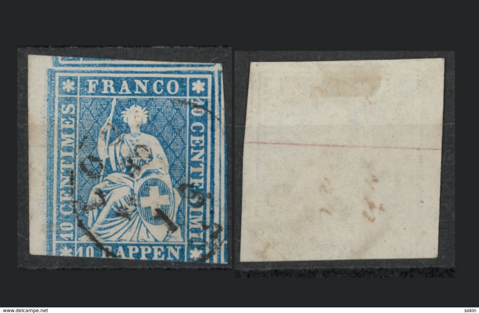 SVIZZERA - HELVETIA - (Vedere Fotografia) (See Photo) - 1854-62 - 10r Azzurro - Used Stamps