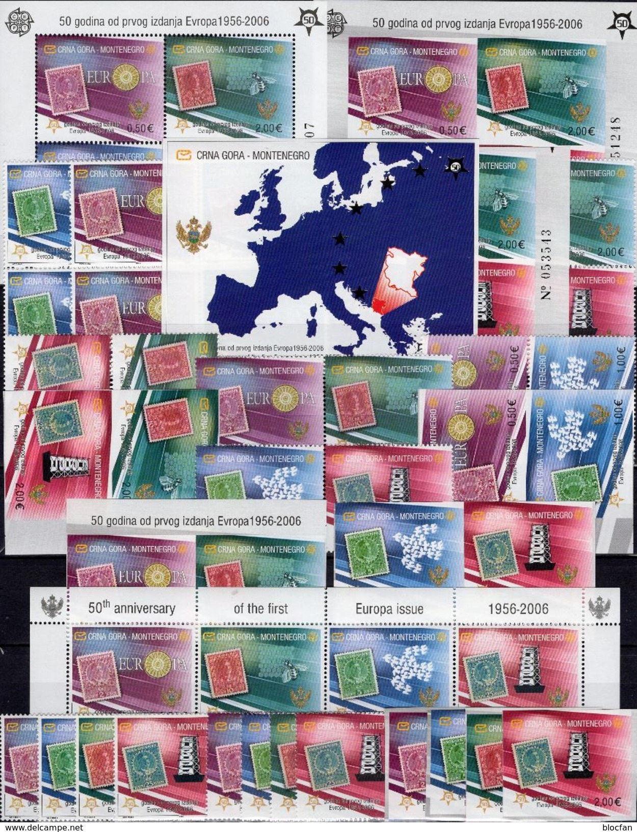 Cpl.EUROPA 1956-2006 Montenegro 108/1I/II,ZD,VB,KB+Blocks 3,2A+B ** 668€ Blocs History Ss Philatelic Sheets Bf CEPT - Collezioni (senza Album)