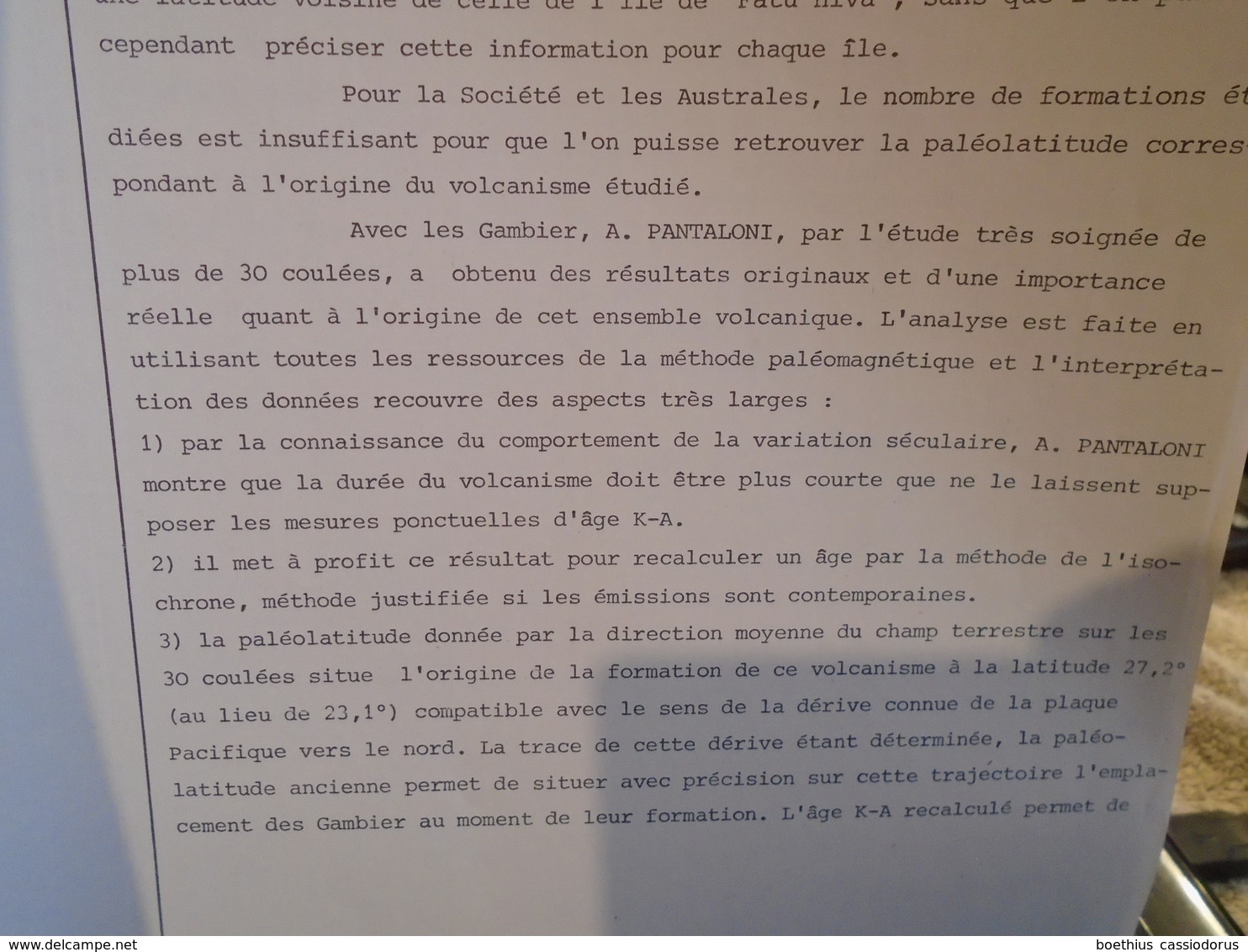 CONTRIBUTION AU PALEOMAGNETISME DES ILES DE LA POLYNESIE FRANCAISE  ANTOINE PANTALONI  1976