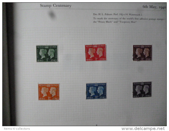 GREAT BRITAIN [GB] SG 0479-84 CENTENARY OF ADHESIVE STAMPS (1940)  On SG 1965 Album Page - ....-1951 Vor Elizabeth II.