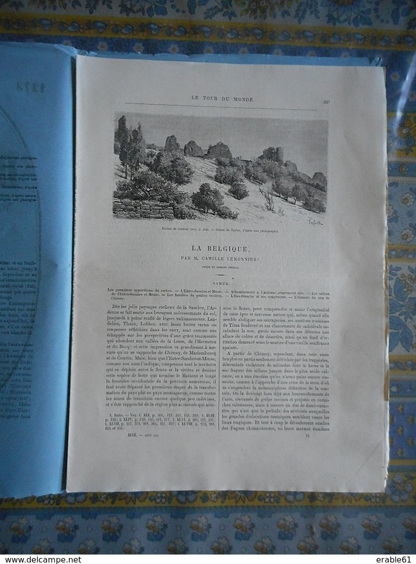 LE TOUR DU MONDE 1885 N° 1273 BELGIQUE SAUTOUR LA MOLIGNEE COUVIN HAUTE ROCHE MONTAIGLE FOSSES WALCOURT FLOREFFE - Revues Anciennes - Avant 1900