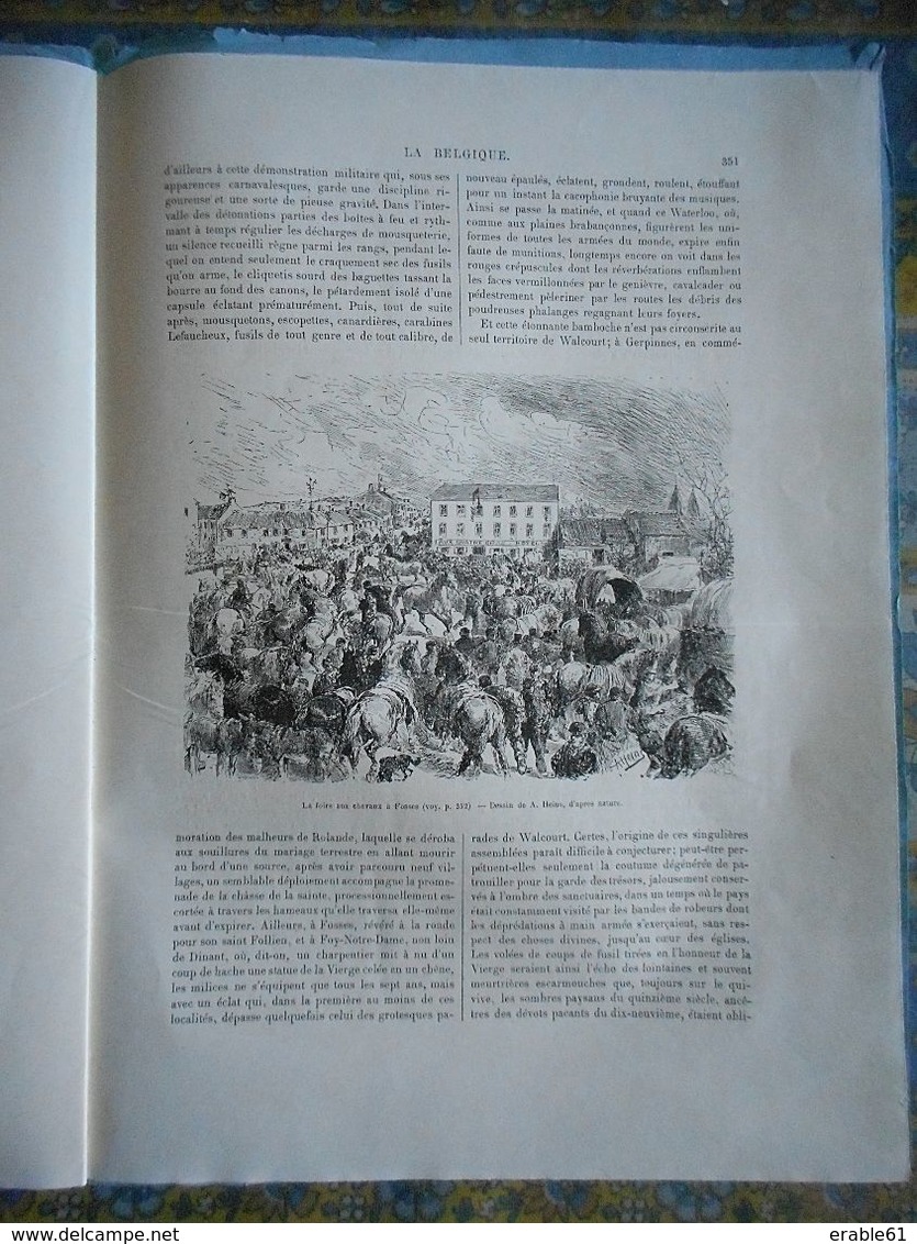 LE TOUR DU MONDE 1885 N° 1273 BELGIQUE SAUTOUR LA MOLIGNEE COUVIN HAUTE ROCHE MONTAIGLE FOSSES WALCOURT FLOREFFE