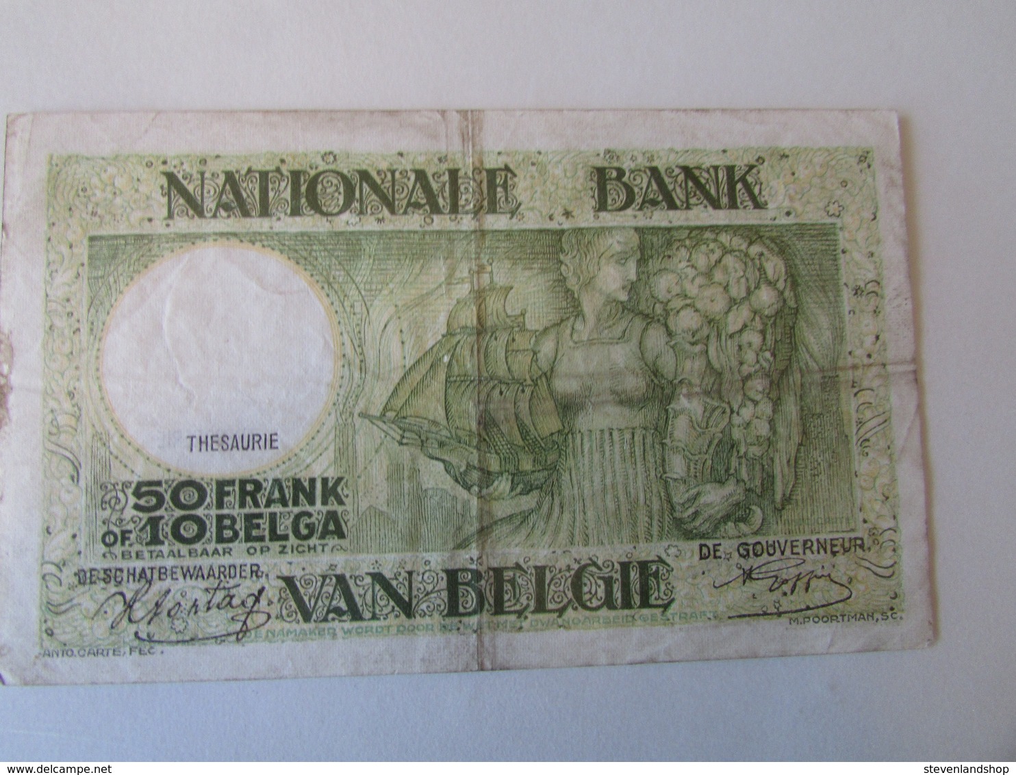 50 Frank Of 10 Belga, 1943, Belgie - 50 Franchi