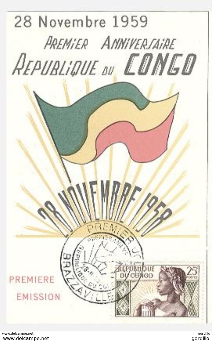 Carte République Du Congo 28 Novembre 1959 Brazzaville.. - FDC