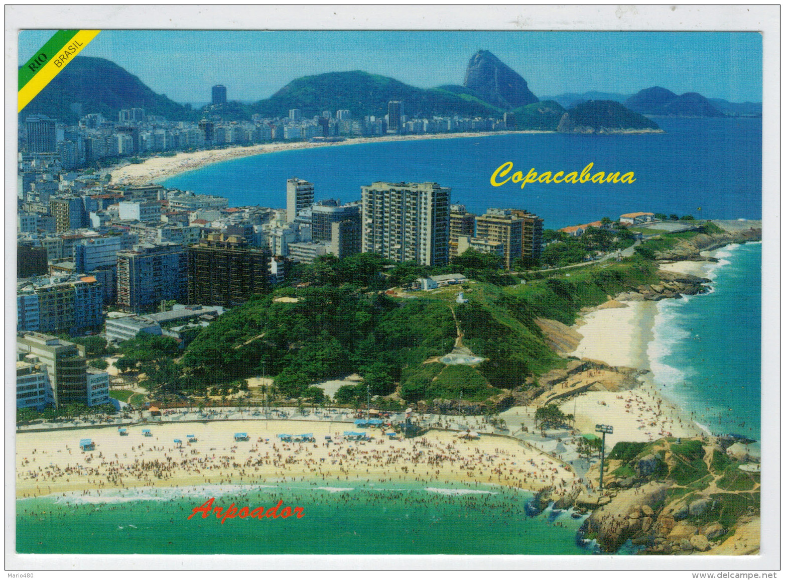 VISTA  AEREA  -PRAIA  DO  ARPOADOR, COPACABANA  E PAO DE ACUCAR      2 SCAN        (VIAGGIATA) - Copacabana