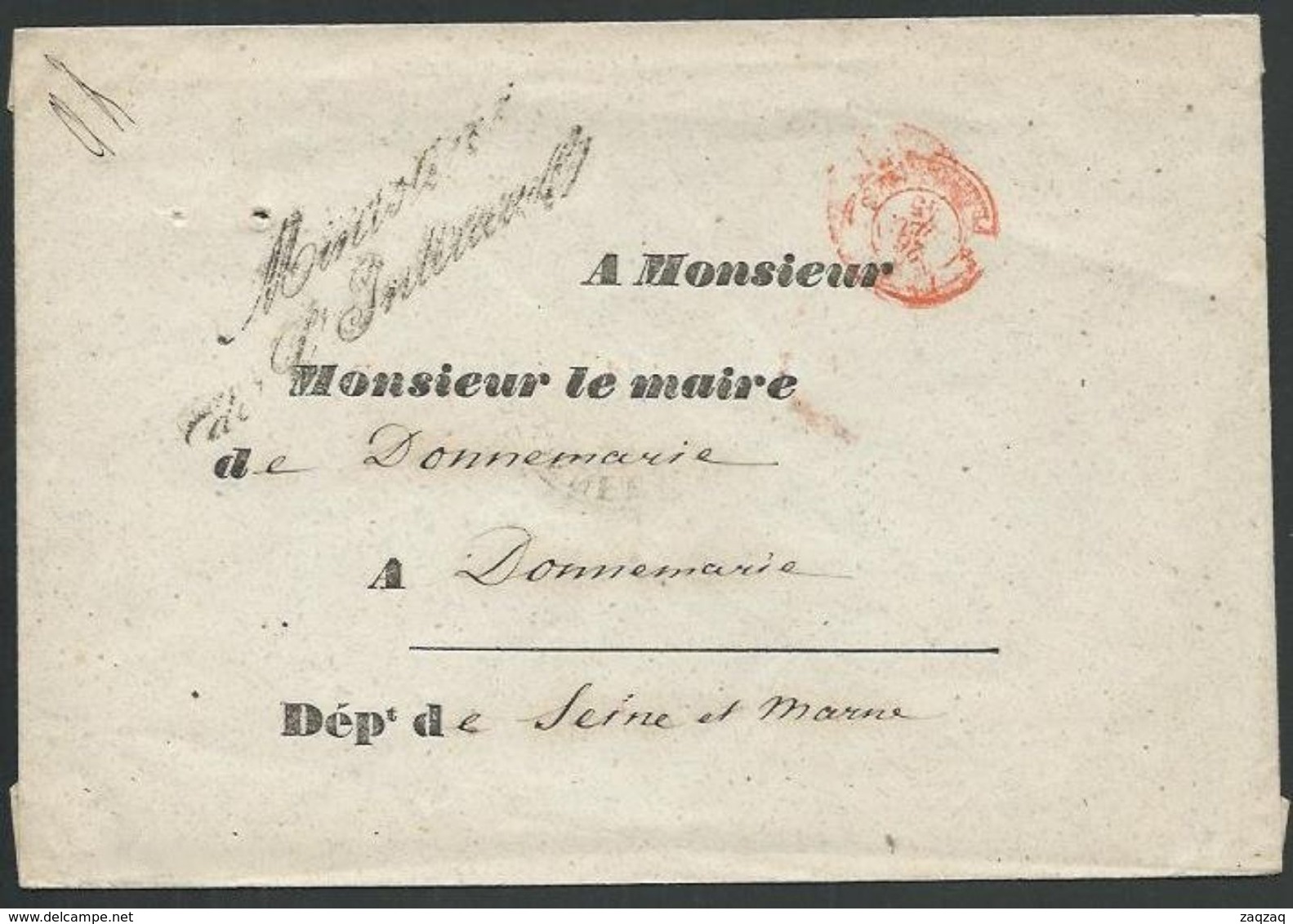 FRANCE 1845 Ministry Of Interior Office Cover To Donnemarie................61948 - 1801-1848: Precursors XIX