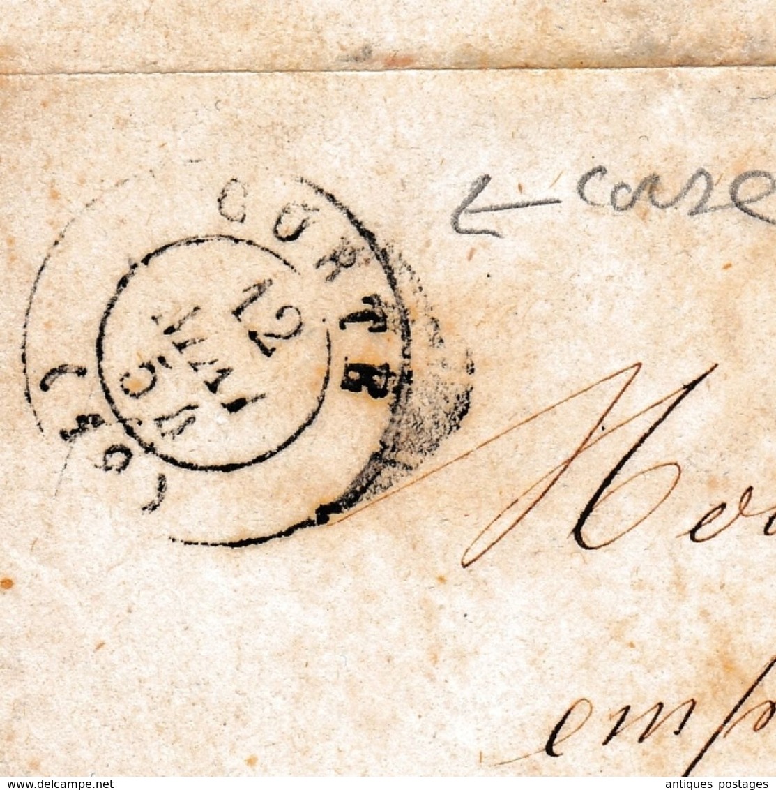 Lettre Corte Corse 1854 Ajaccio - 1849-1876: Période Classique