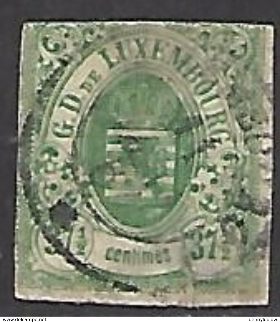 Luxembourg   1859   Sc#11   37 1/2c   Used  2016 Scott Value $200 - 1859-1880 Wappen & Heraldik
