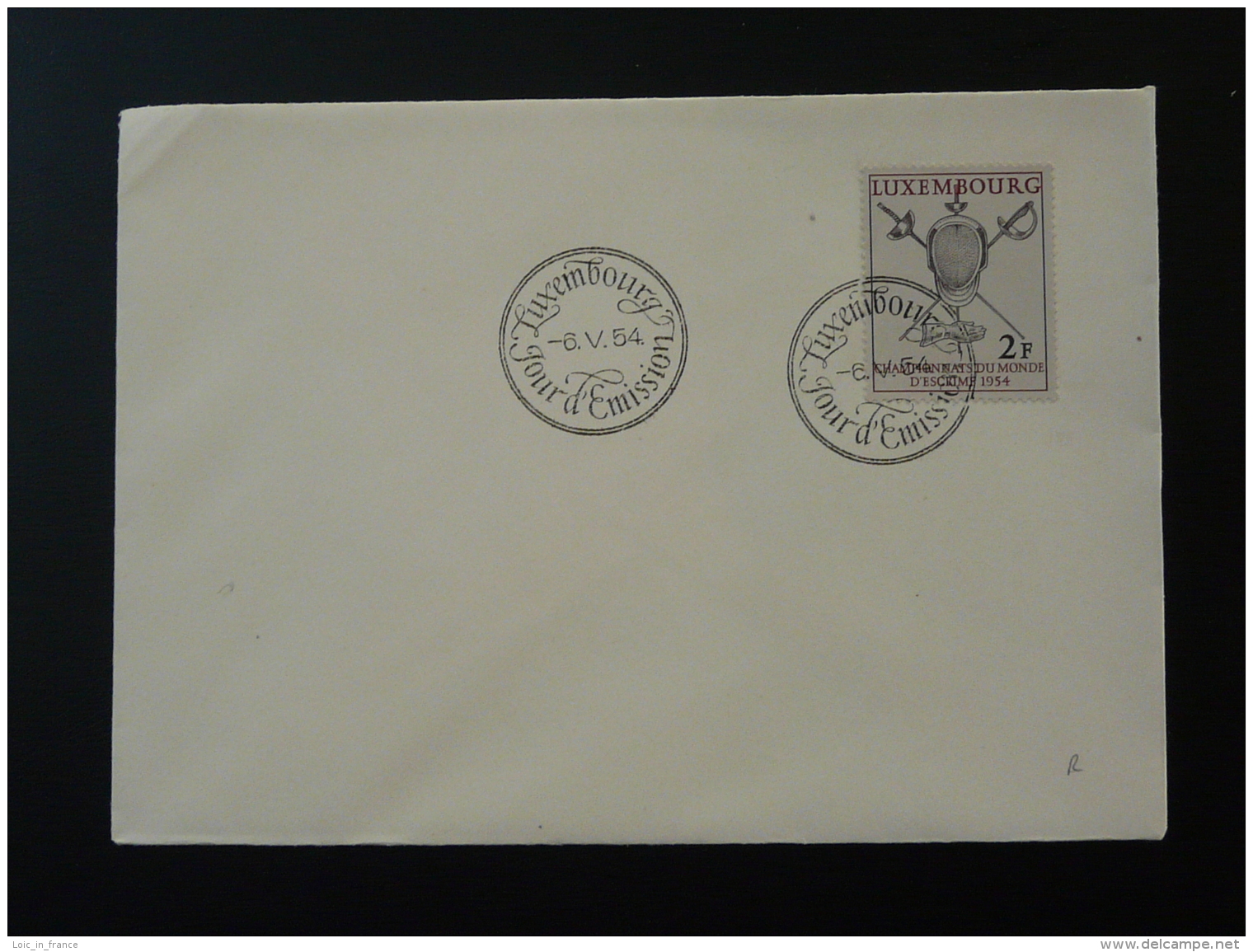 FDC Championnat Du Monde Escrime Fencing World Cup Luxembourg 1954 - FDC