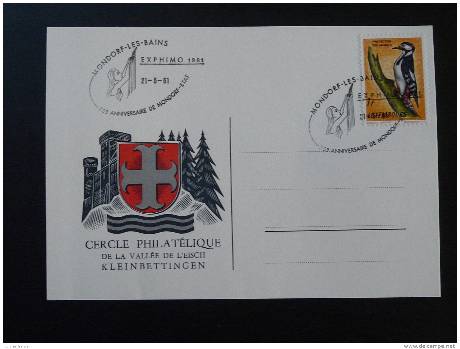 Carte Expo Philatélique EXPHIMO Mondorf Les Bains  Luxembourg 1961 - Tarjetas Conmemorativas