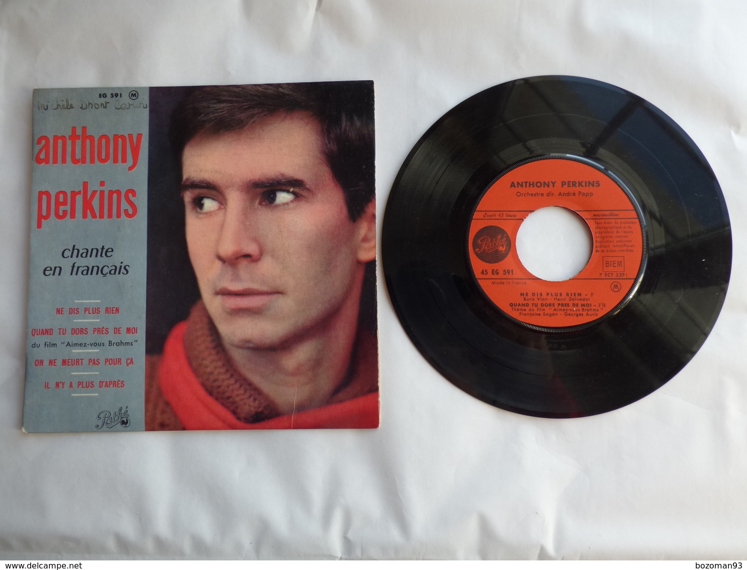 EP 45T ANTHONY PERKINS   LABEL  PATHE  EG 591  NE DIS PLUS RIEN - Disco, Pop