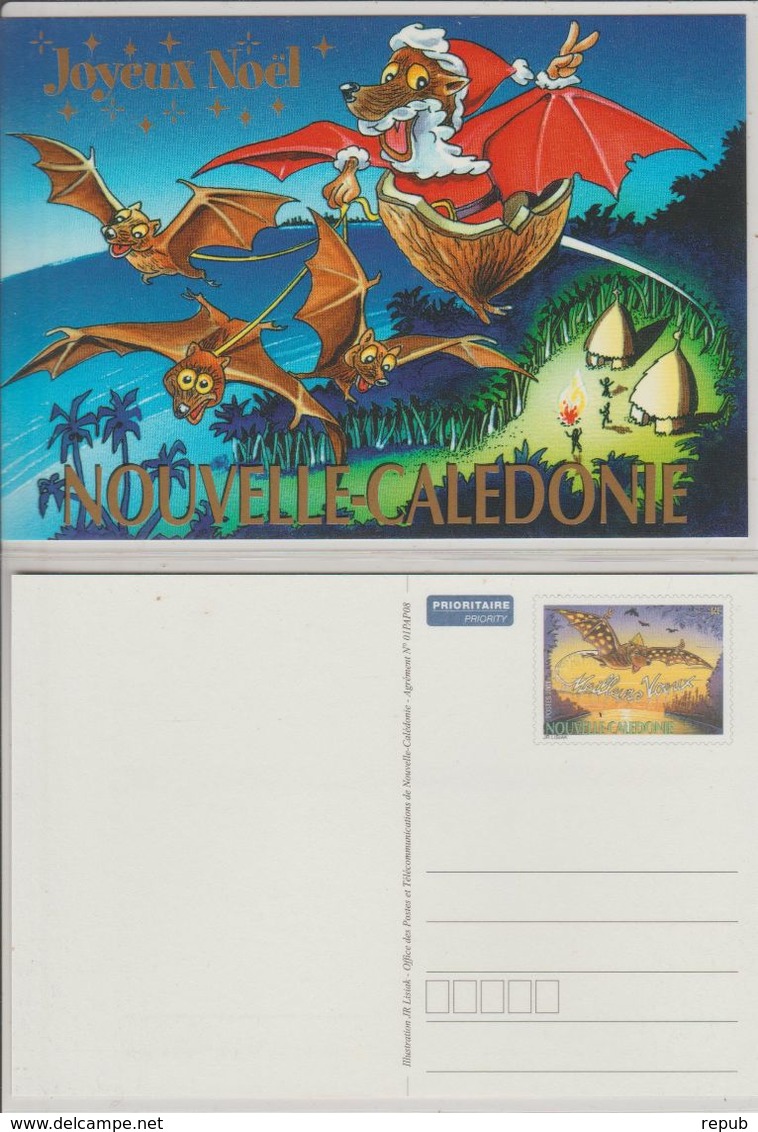 Nouvelle Calédonie Année 2001, Série De 2 Cartes Meilleurs Voeux Et Joyeux Noel Réf Yvert 70-CP Et 71-CP - Prêt-à-poster