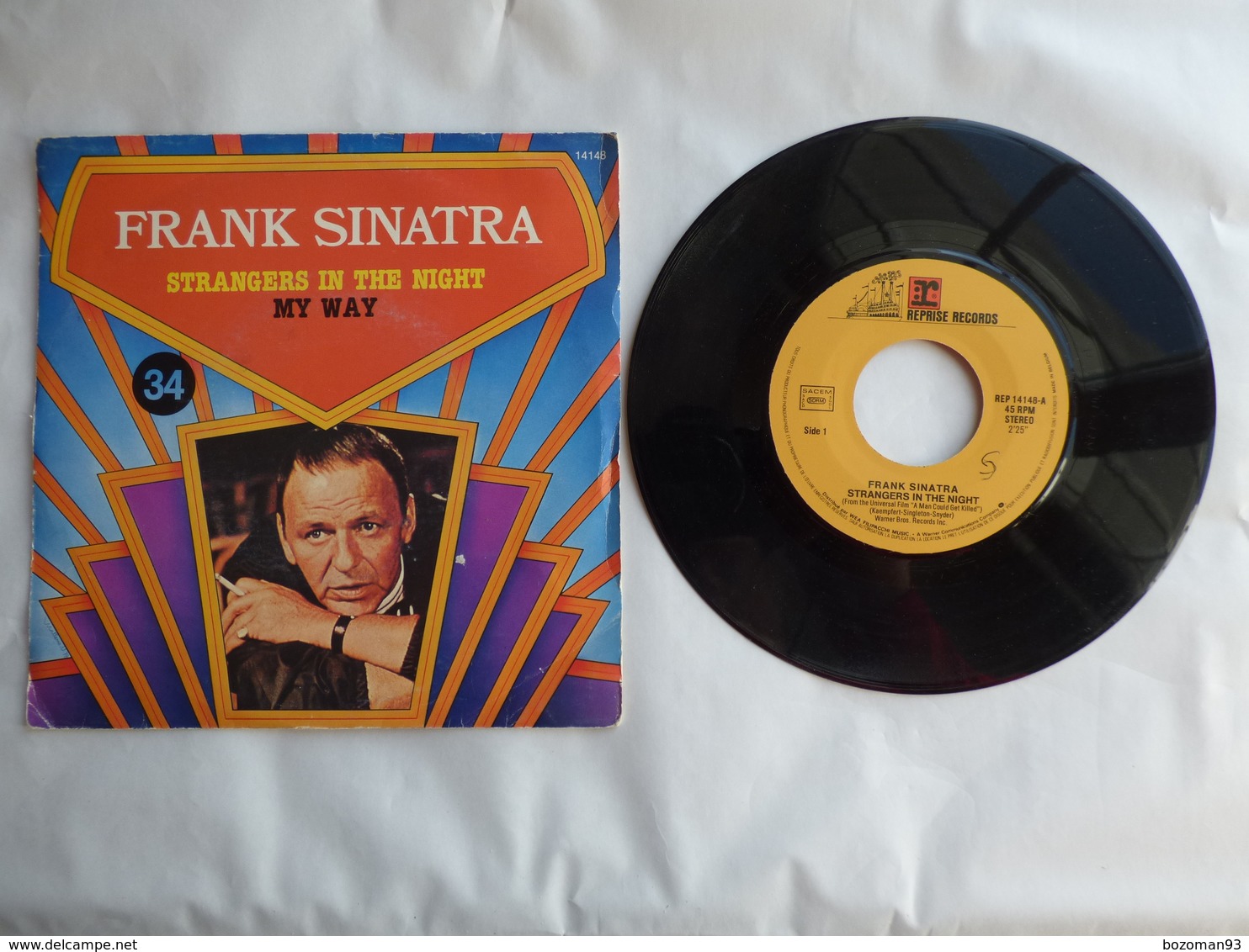 EP 45T FRANK SINATRA  LABEL REPRISE RECORDS 14148  STRANGER IN THE NIGHT + MY WAY - Disco, Pop